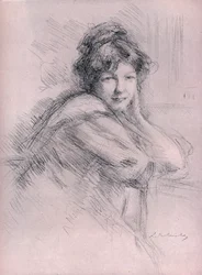 Retrato litográfico de una mujer, c1905