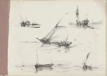 Hoja de estudio con veleros en el agua.
