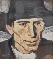 Cabeza de granjero (óleo sobre cartón)