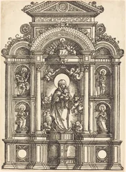 Altar con la Virgen y el Niño y los Santos Cristóbal, Bárbara, Jorge y Catalina