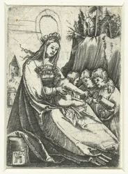 María con el Niño Jesús y dos niños