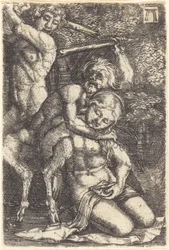 Dos sátiros peleando por una ninfa
