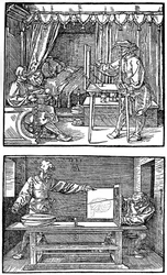Aparato para traducir objetos tridimensionales en dibujos bidimensionales, 1525