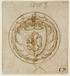 Diseño de adorno o anillo de sello con las armas de Lázaro Spengler