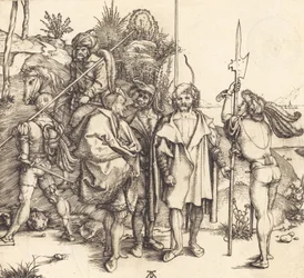 Cinco soldados y un turco a caballo, 1495-1496