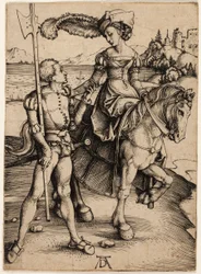 Dama a caballo y Landsknecht