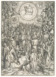 Himno de los elegidos / Adoración del Cordero, de la serie del Apocalipsis, primera edición latina de 1498