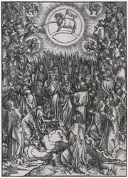 Canto de alabanza de los elegidos en el cielo / Adoración del Cordero, figura XII, lámina 14 de la serie «El Apocalipsis»