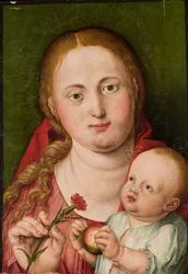 La Virgen con el Niño y un clavel