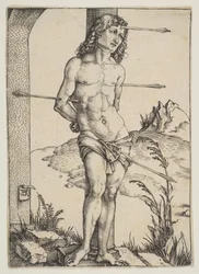 San Sebastián atado a la columna