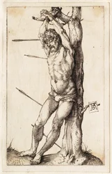 San Sebastián atado al árbol