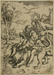 Sansón luchando contra el león