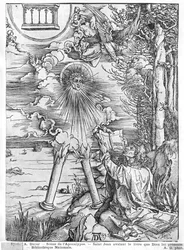 Escena del Apocalipsis, San Juan devorando el Libro, edición latina, 1511