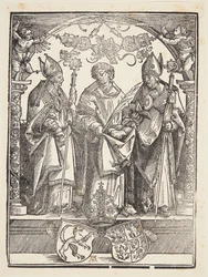 San Esteban con otros dos santos