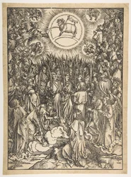 La adoración del Cordero, de El Apocalipsis, Edición Latina, 1511
