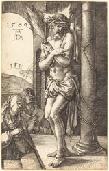 El hombre de dolores de pie junto a la columna