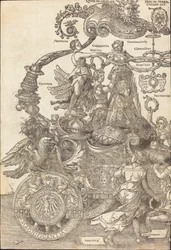El carro triunfal de Maximiliano I (El gran carro triunfal) [plato 1 de 8]