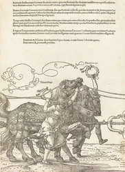 El carro triunfal de Maximiliano I El gran carro triunfal [placa 5 de 8], edición en latín de 1523