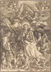 La Virgen rodeada de muchos ángeles