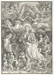 La Virgen rodeada de muchos ángeles