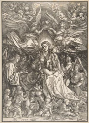 La Virgen rodeada de numerosos ángeles