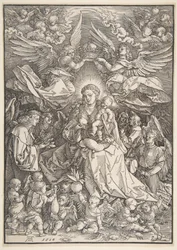 La Virgen rodeada de muchos ángeles