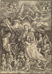 La Virgen rodeada de muchos ángeles