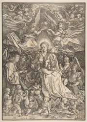 La Virgen rodeada de muchos ángeles