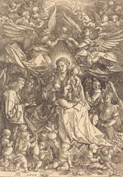 La Virgen rodeada de muchos ángeles
