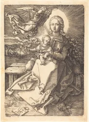 La Virgen y el Niño coronados por un ángel