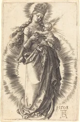 La Virgen y el Niño en una media luna con una corona estrellada