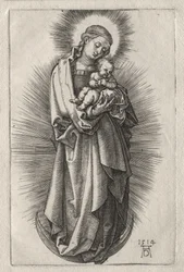 La Virgen con Cinta en el Cabello sobre una Luna Creciente