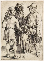Tres campesinos conversando