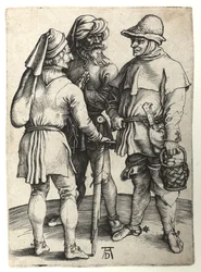 Tres aldeanos en conversación, c.1497