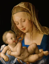 Virgen y niño con una pera
