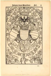 Escudo de armas de Maximiliano I como rey de Roma [anverso]; escudo de armas de Florian Waldauf (Waldauff) de Waldenstein [reverso]