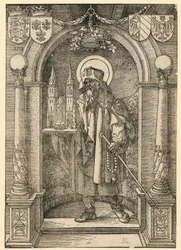 Escudo de Johannes Stabius con corona de laurel