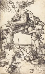 Bruja montando una cabra, c. 1500