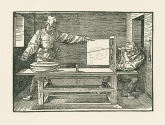 Un hombre dibujando un laúd