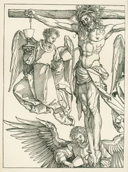 Cristo en la cruz con tres ángeles, c.1513-13 (xilografía)