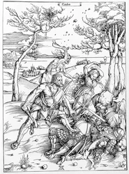 Hércules matando a las Moliónidas, c.1496/98 (xilografía)