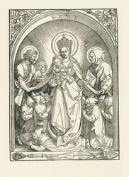 Virgen con monjes cartujos, santos Juan Bautista y Bruno