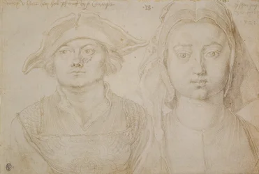 Marx Ulstat; La bella joven de Amberes, c.1520-21 (punta de plata, imprimación sobre papel verjurado color marfil)