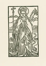 Santa Margarita. Ilustración de Hortulus Anime. Impreso por Michael Furter, Basilea