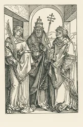 Santos Esteban, Sixto y Lorenzo, c.1504-05 (xilografía)