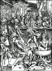 San Juan Evangelista siendo Torturado en una Tina de Aceite Hirviendo, de la serie 