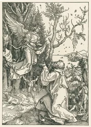 El ángel que trae el mensaje a Joaquín, c.1504 (xilografía)