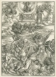 La batalla de los ángeles. El Apocalipsis de San Juan, c.1496-98 (xilografía)