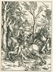 El caballero y el Landsknecht, c.1496 (xilografía)