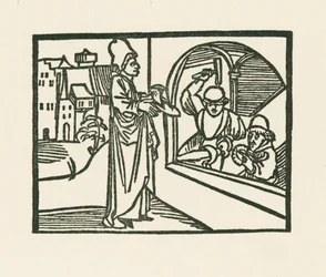 El sacerdote lleva su zapato al orfebre, c.1489-90 (xilografía)